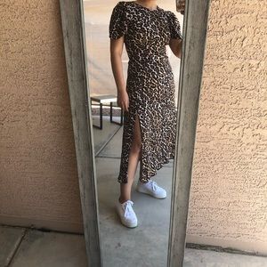 AFRM Lala Leopard Print Midi Dress